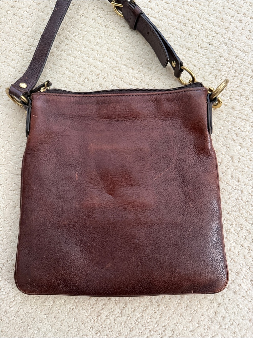 Coach Dark Brown Leather Crossbody with Gold Tone Logo - Picture 3 of 6